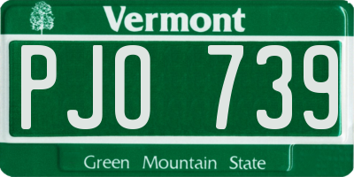 VT license plate PJO739