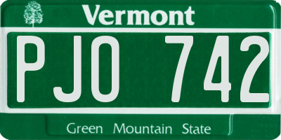 VT license plate PJO742