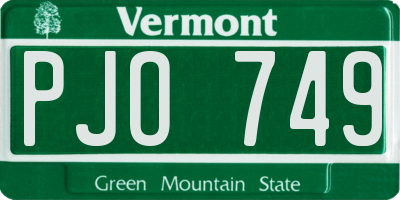 VT license plate PJO749