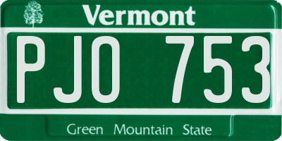 VT license plate PJO753