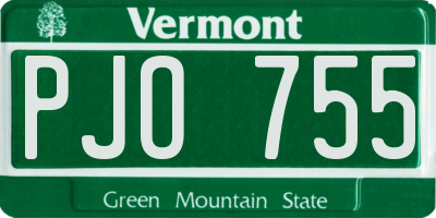 VT license plate PJO755