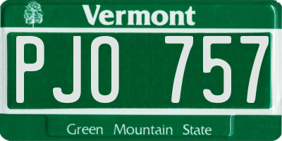 VT license plate PJO757
