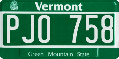 VT license plate PJO758