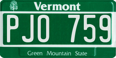 VT license plate PJO759