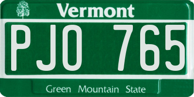 VT license plate PJO765