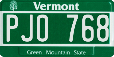 VT license plate PJO768
