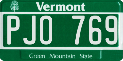 VT license plate PJO769