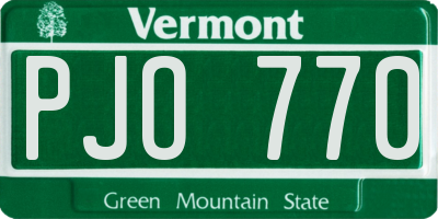 VT license plate PJO770