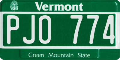 VT license plate PJO774
