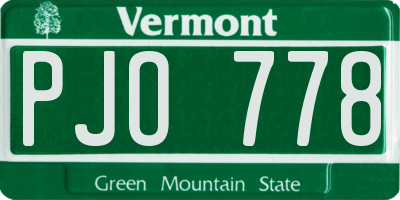 VT license plate PJO778