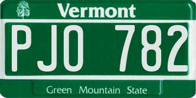 VT license plate PJO782