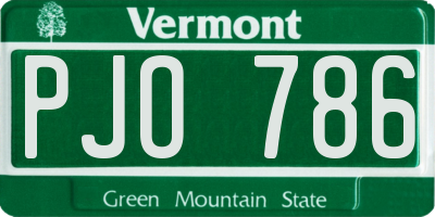 VT license plate PJO786