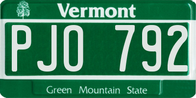 VT license plate PJO792