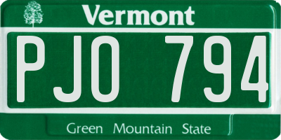 VT license plate PJO794