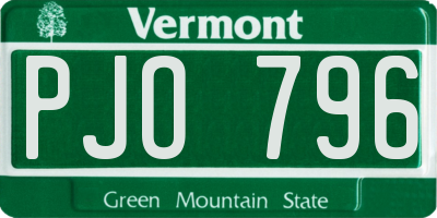 VT license plate PJO796