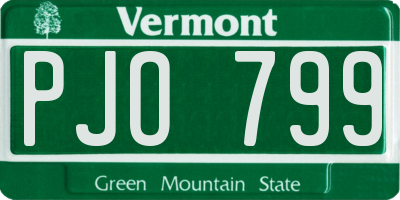 VT license plate PJO799
