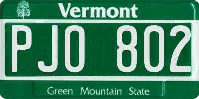 VT license plate PJO802