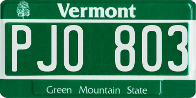 VT license plate PJO803