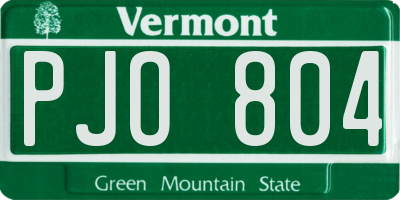VT license plate PJO804