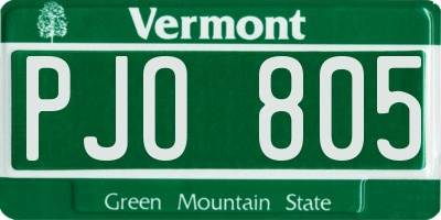 VT license plate PJO805