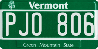 VT license plate PJO806