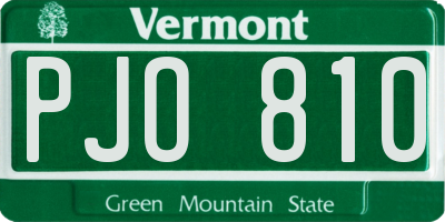VT license plate PJO810
