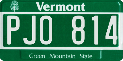 VT license plate PJO814