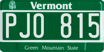 VT license plate PJO815