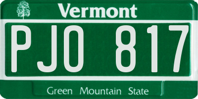 VT license plate PJO817