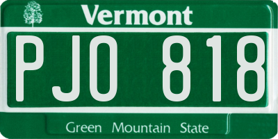 VT license plate PJO818