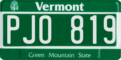 VT license plate PJO819