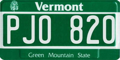 VT license plate PJO820
