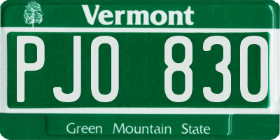 VT license plate PJO830