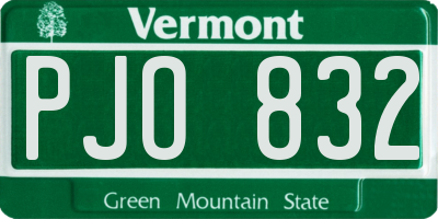 VT license plate PJO832