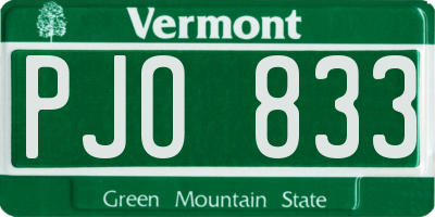 VT license plate PJO833