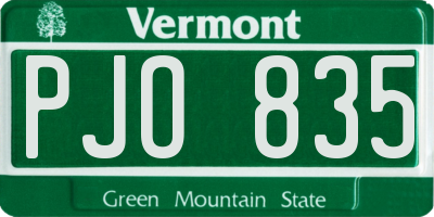 VT license plate PJO835