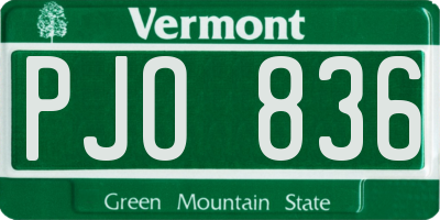VT license plate PJO836