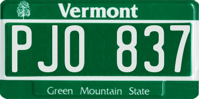 VT license plate PJO837
