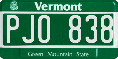 VT license plate PJO838