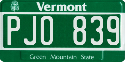 VT license plate PJO839