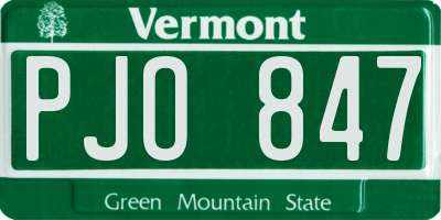 VT license plate PJO847