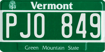 VT license plate PJO849