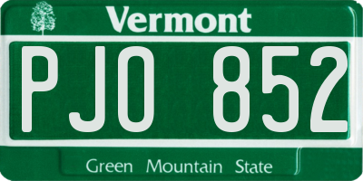 VT license plate PJO852