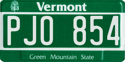 VT license plate PJO854