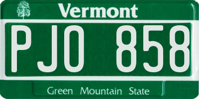 VT license plate PJO858
