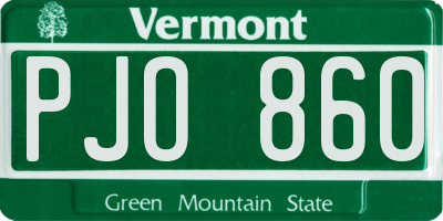 VT license plate PJO860