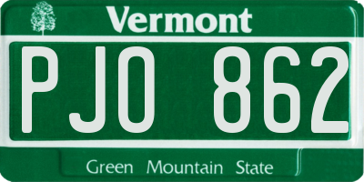 VT license plate PJO862