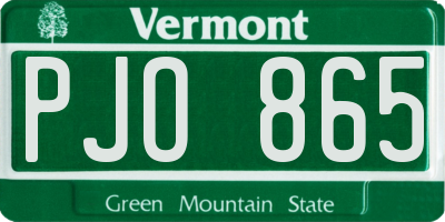 VT license plate PJO865