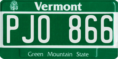VT license plate PJO866