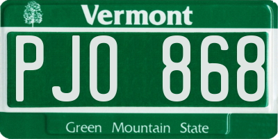 VT license plate PJO868